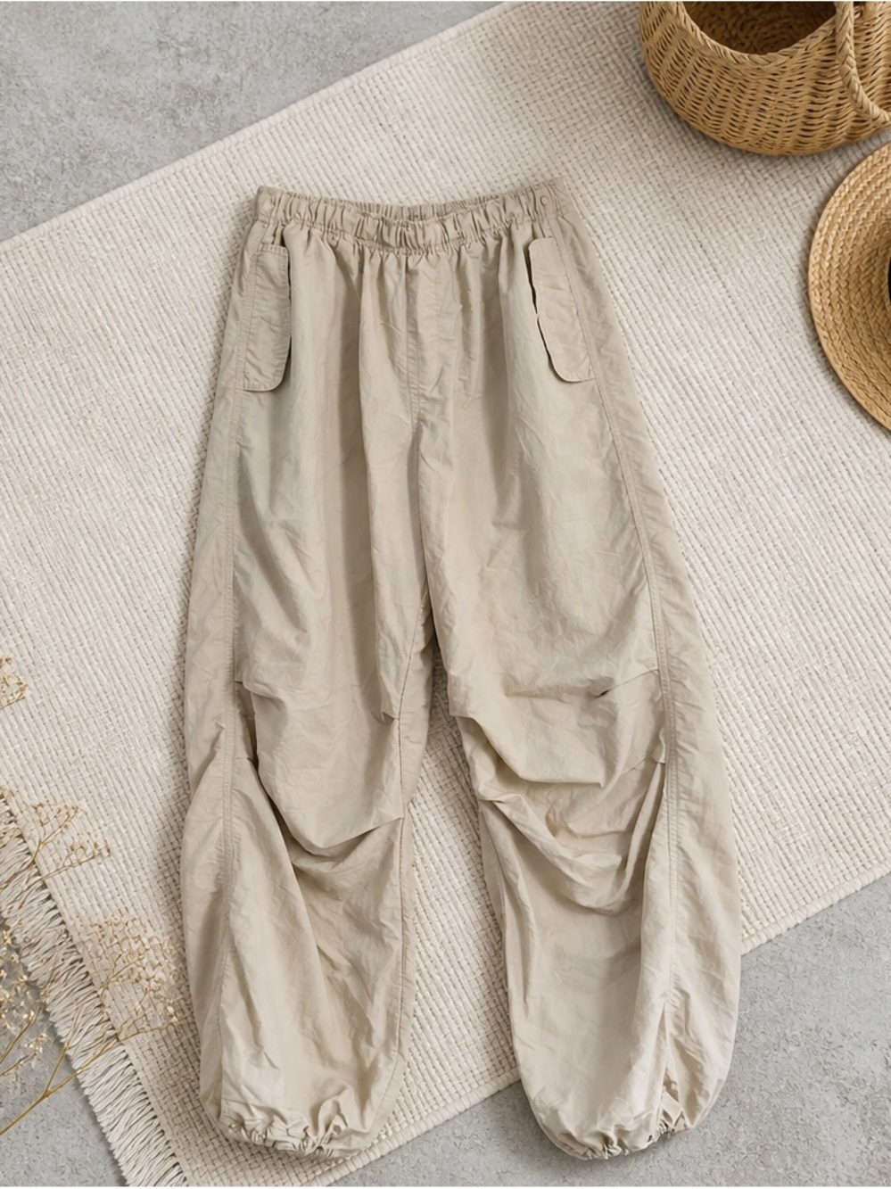 Refuge Tan Elastic-Waist Pants